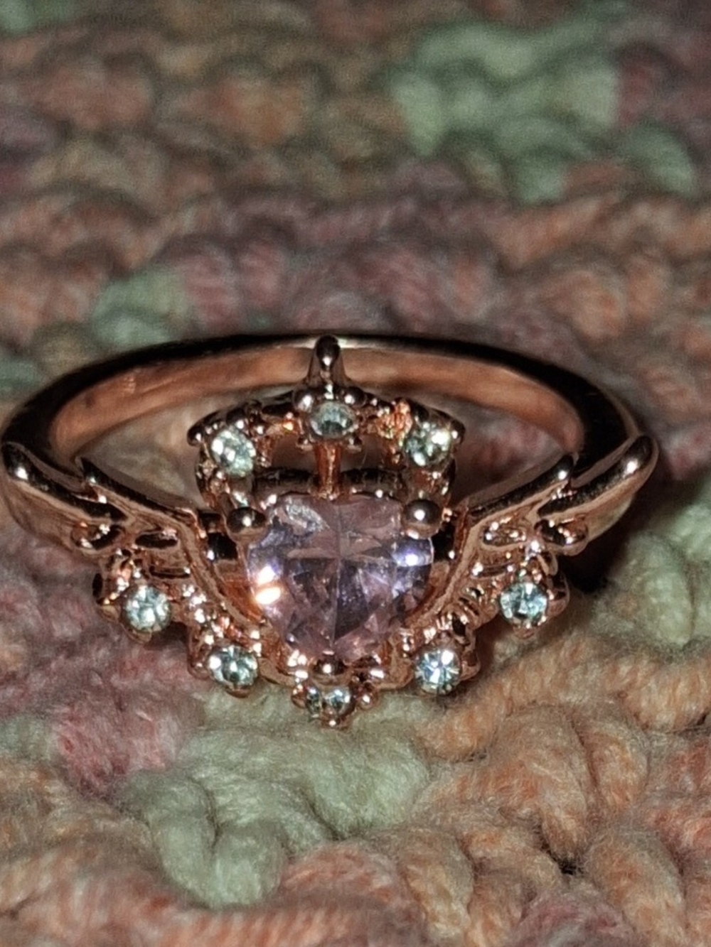 Rose Gold Angel Heart Ring